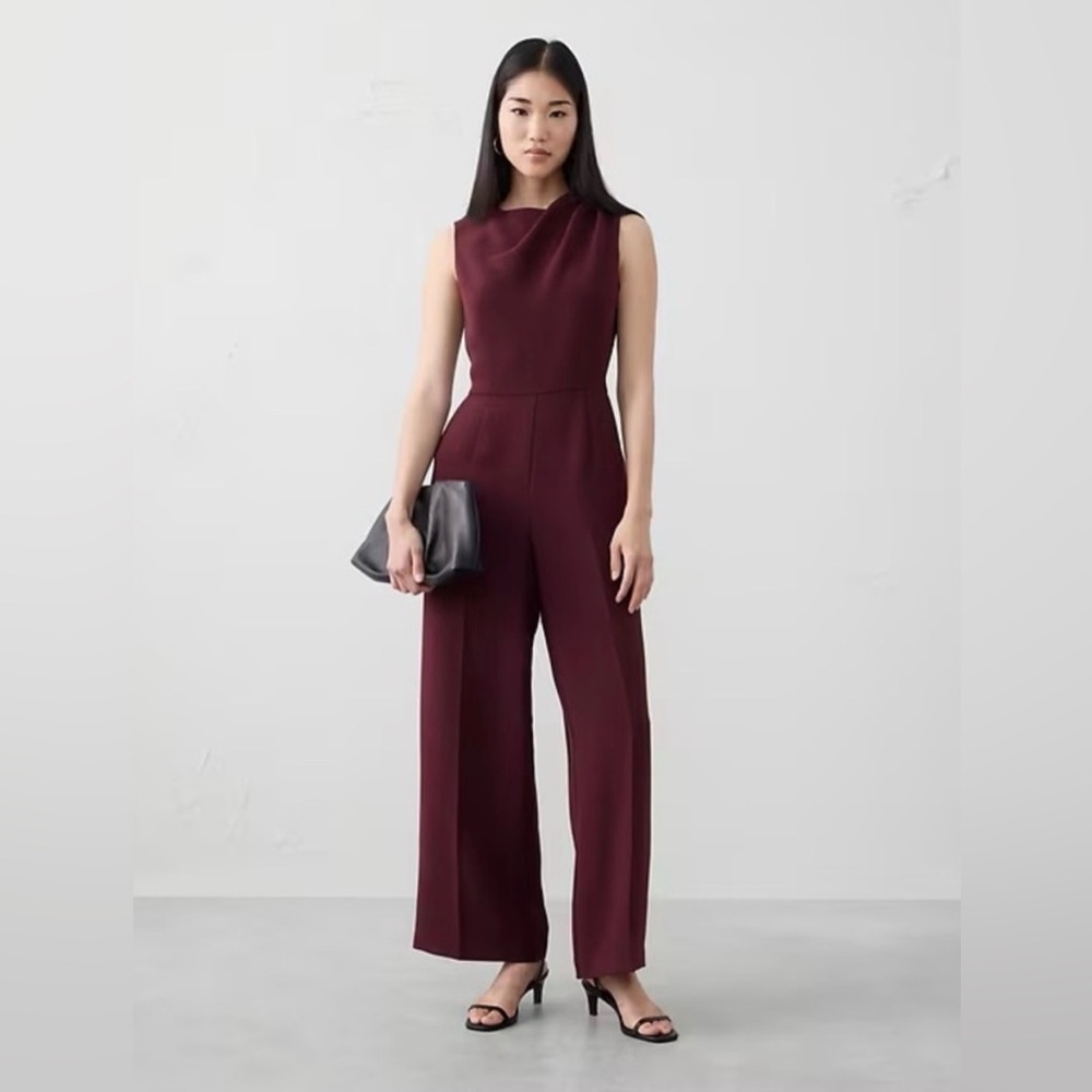 Banana Republic Cowl Neck Jumpsuit Burgundy